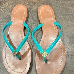 Tory Burch Turquoise and Brown Sandals
